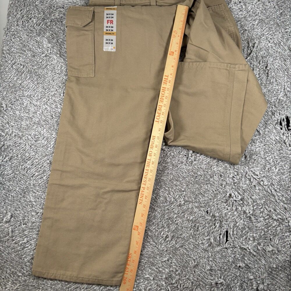 Carhartt Flame Resistant Canvas Cargo Pants Mens 34x34 Beige Work NFPA 2112 NWTS - Picture 9 of 12